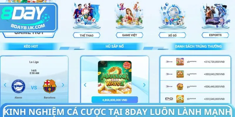 Kinh nghiệm cá cược tại 8day luôn lành mạnh